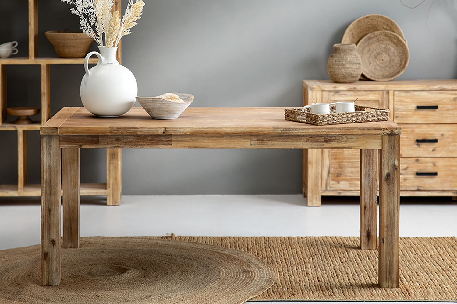 reclaimed wood dining table gray