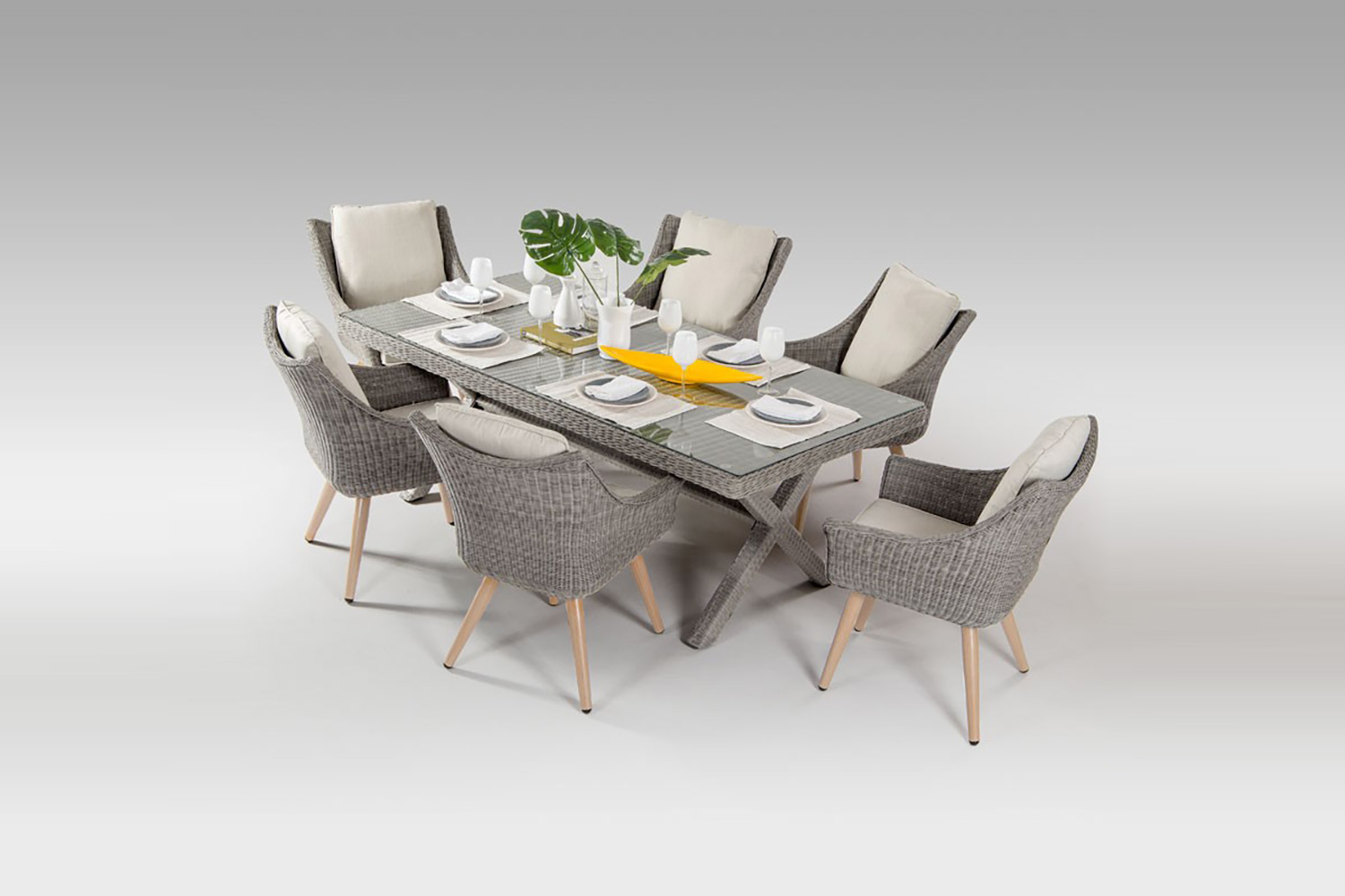 rattan table 6 chairs