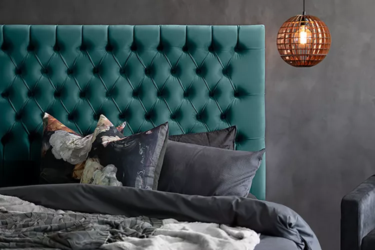 Kate Headboard Double - Velvet Teal Double Headboards - 1