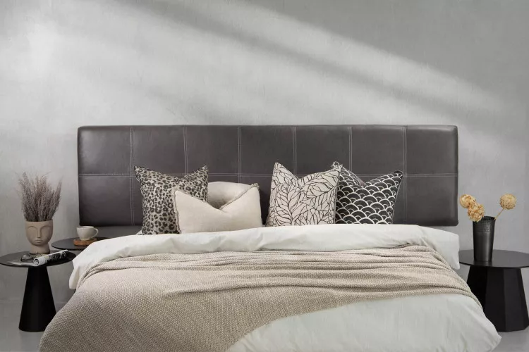 Spenser Grand Leather Headboard - King - Charcoal King Headboards - 1