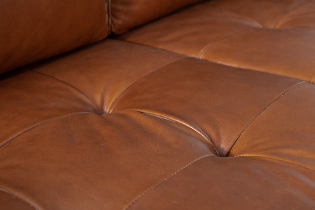Hayden Leather L Shape Couch - Burnt Tan
