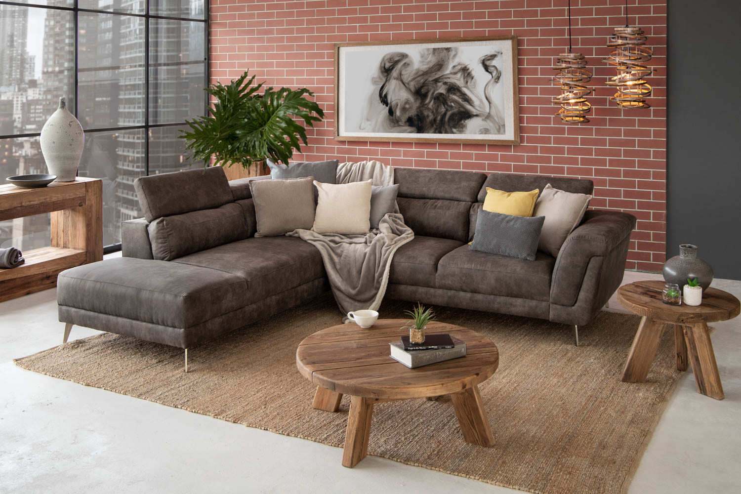 Laurence Corner Couch - Fossil | Cielo