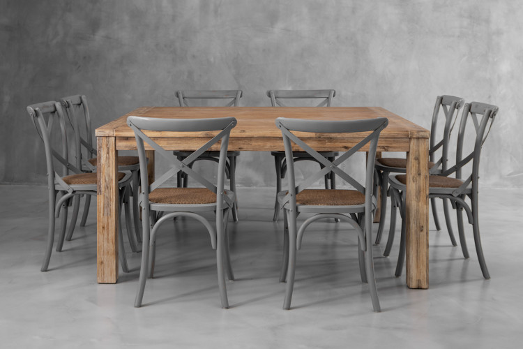 Clayden La Rochelle 8-Seater Square Dining Set 1.6m - Rustic Grey 8 Seater Dining Sets - 1