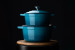 Nouvelle Cookware Set - Caribbean Blue & Apron - Brown & Tan Nouvelle Cookware & Apron Sale - 2