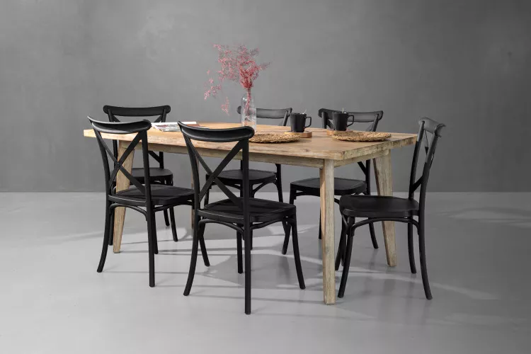 Bradford Durance 6-Seater Dining Set - 1.8m - Matt Black 6-Seater Dining Sets - 1