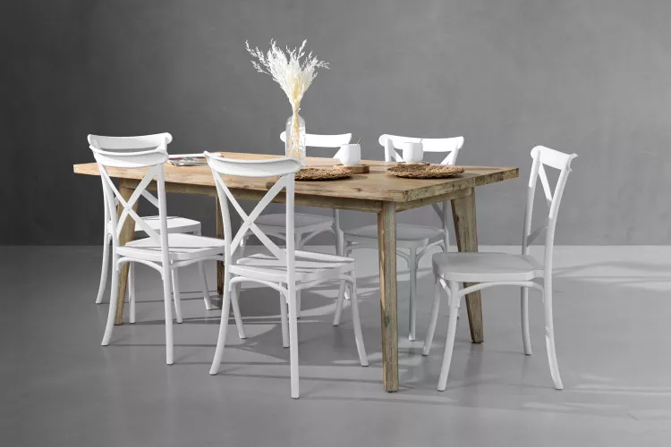 Bradford Durance 6-Seater Dining Set - 1.8m - Matt White 6-Seater Dining Sets - 1