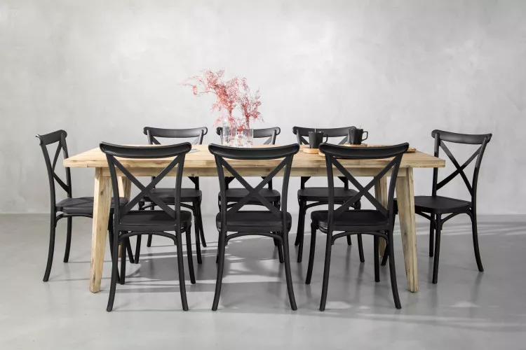 Bradford Durance 8-Seater Dining Set - 2.1m - Matt Black 8-Seater Dining Sets - 1