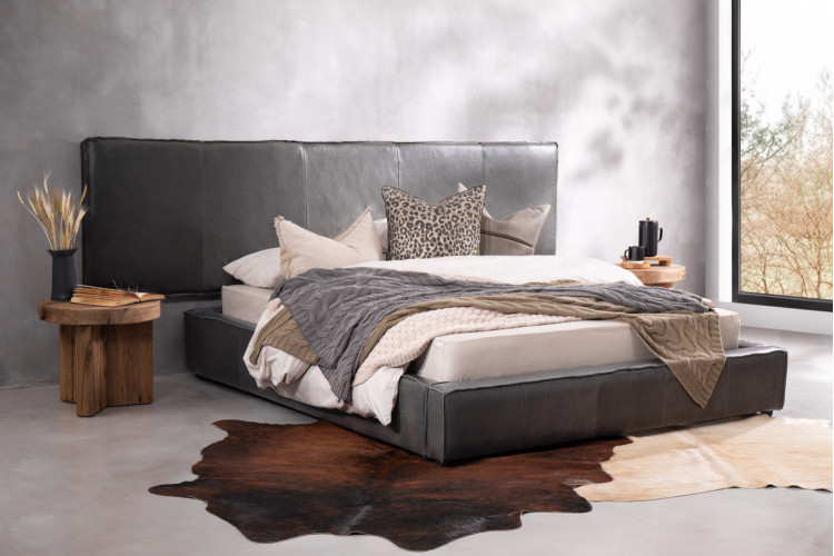 Matlock Kendrix Leather Bed - Grand Queen - Charcoal Queen Size Beds - 1