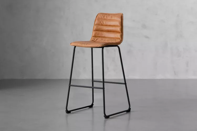 Bennet Leather Tall Bar Chair - Tan Bar Chairs - 1