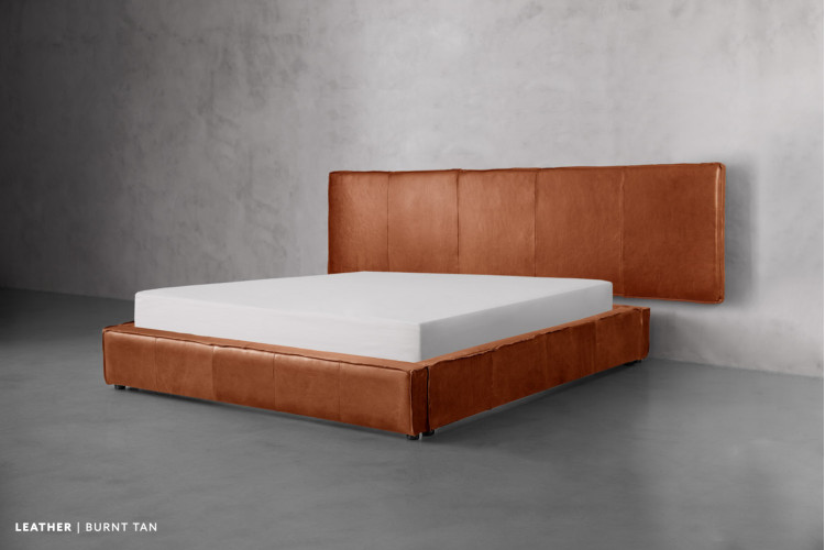 Matlock Kendrix Leather Bed - Grand Queen - Burnt Tan Queen Size Beds - 1