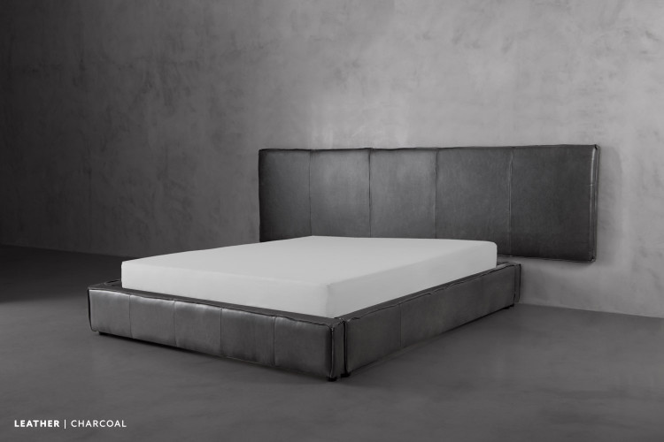 Matlock Kendrix Leather Bed - Grand Queen - Charcoal Queen Size Beds - 1
