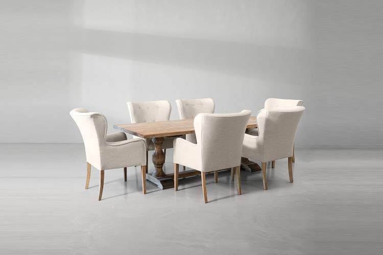 Bordeaux Emma 6-Seater Dining Set - 2.4m - Fusion Stone 6-Seater Dining Sets - 7