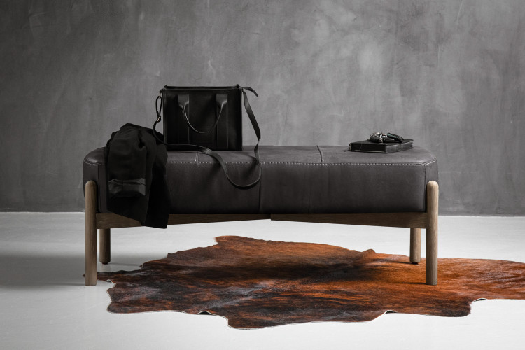 Colmar Leather Bench - Charcoal Benches - 1