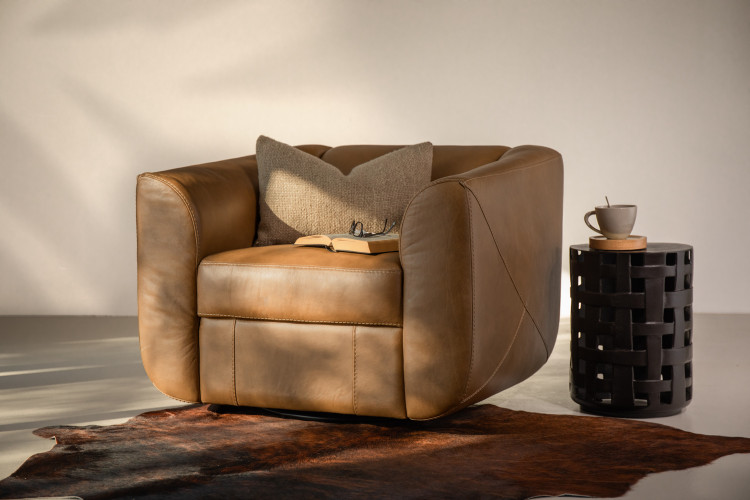 Winslow Leather Swivel Armchair - Sahara Armchairs - 2