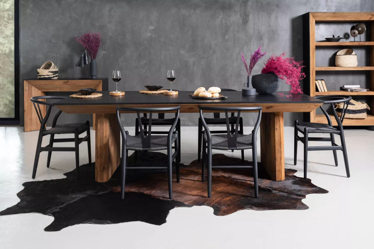 Cordoba Dining Table - 2.4m - Natural & Black