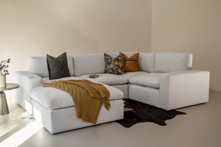 Bexley Modular Couch - Corner Couch Set with Ottoman - Pearl Modular Couches - 1