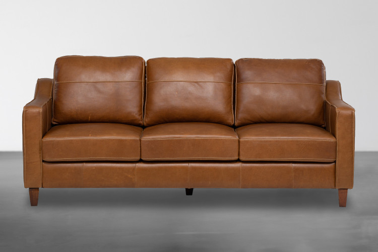 Demo - Goldman Leather Couch - Tan Demo Clearance - 1