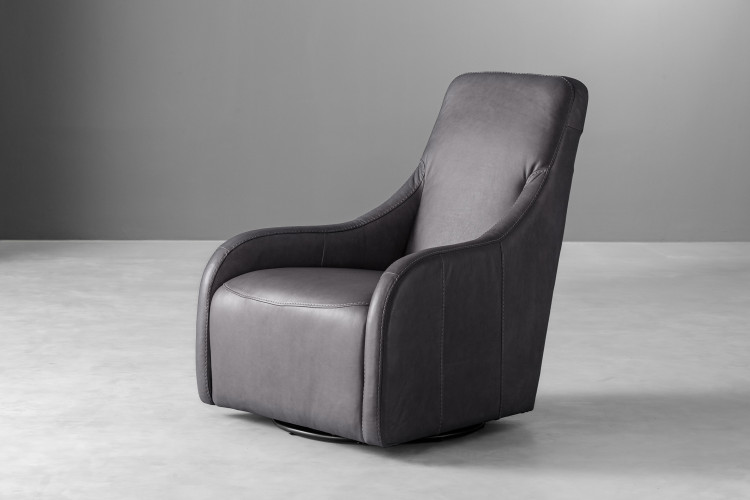 Vesper Leather Swivel Armchair - Charcoal Armchairs - 1