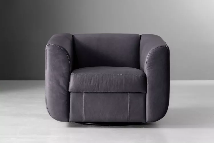 Winslow Leather Swivel Armchair - Charcoal Armchairs - 9