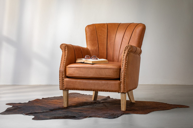 Northampton Leather Armchair - Aged Tan Leather Armchairs - 1