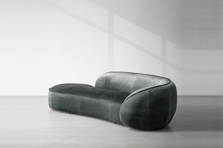 Rohan Velvet Couch - Forest Grey  -