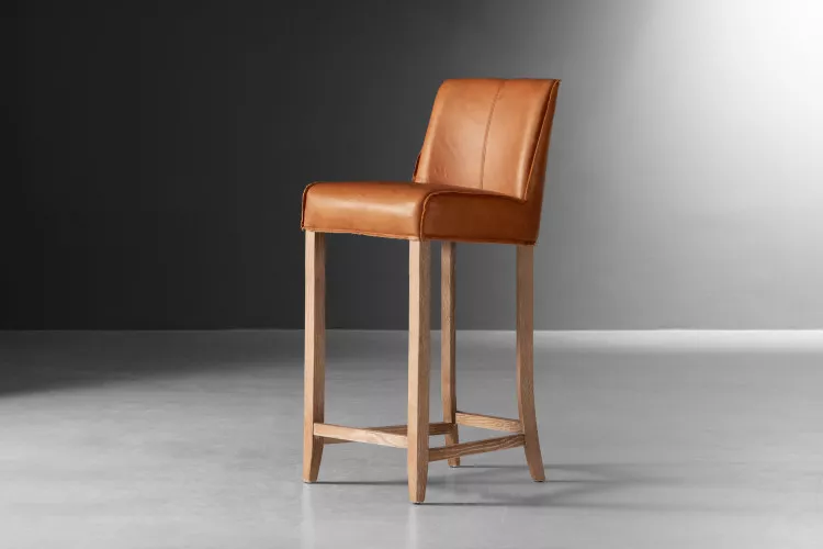 Holden Leather Bar Chair - Aged Tan Bar & Counter Chairs - 1