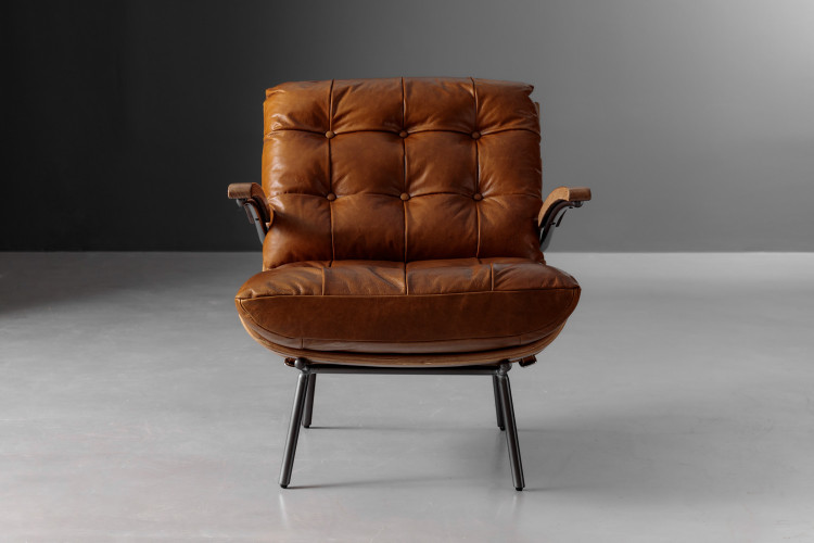 Fidel Leather Armchair - Tan Armchairs - 1