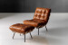 Fidel Leather Chair & Footstool - Tan Lounge Chairs - 1