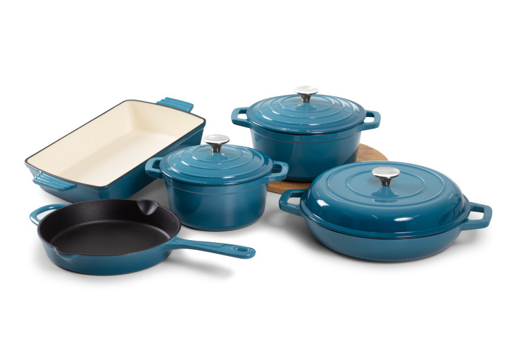 Nouvelle Cast Iron 8-Piece Cookware Set - Caribbean Blue Nouvelle Cast Iron Sets - 1