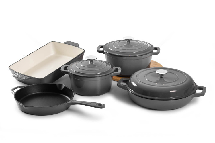 Nouvelle Cast Iron 8-Piece Cookware Set - Grey Nouvelle Cast Iron Sets - 1