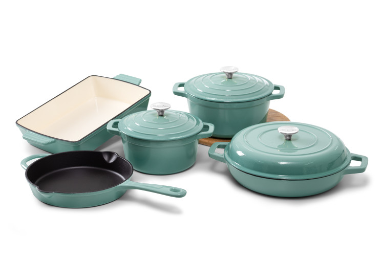 Nouvelle Cast Iron 8-Piece Cookware Set - Misty Teal Nouvelle Cast Iron Sets - 1