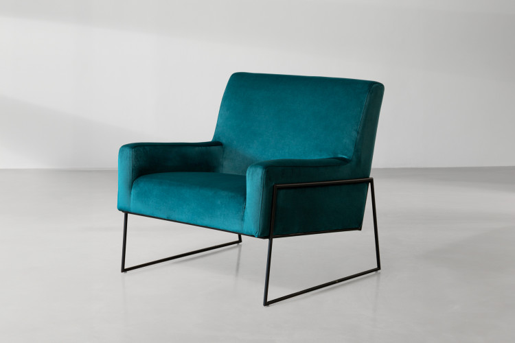 Caleb Velvet Armchair - Teal Armchairs - 1