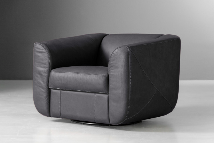 Winslow Leather Swivel Armchair - Charcoal Armchairs - 1