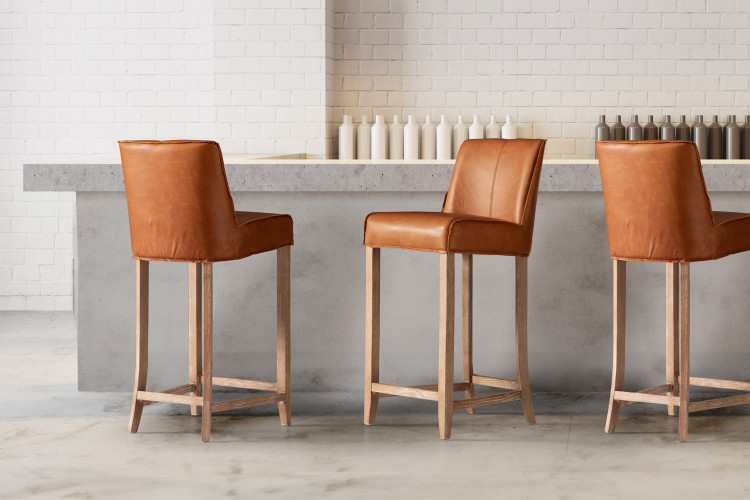 Holden Leather Bar Chair - Aged Tan Bar & Counter Chairs - 1