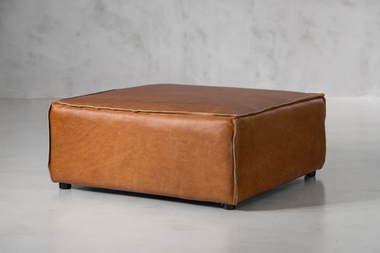 Jagger Leather Ottoman - Desert Tan Ottomans - 1