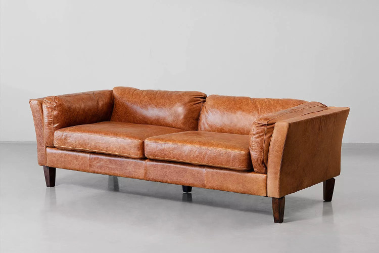 Demo - Granger 3-Seater Leather Couch - Vintage Tan Demo Clearance - 1