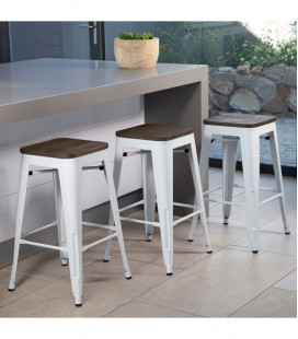 Matthew Metal Stool With Wood Top | Bar Chairs -