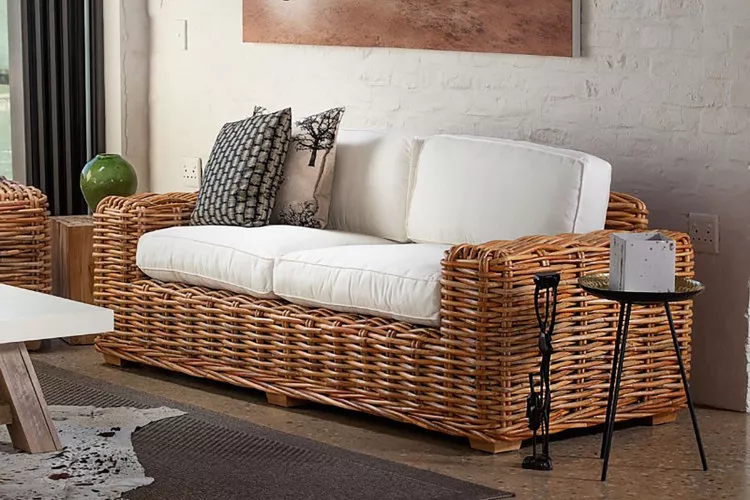 Wicker couch patio sale