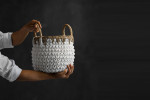 Kiman Basket - Small  - White & Natural | Baskets | Decor -