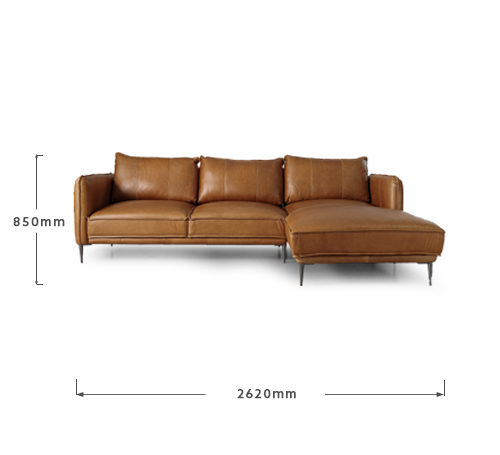 Ottavia Leather L-Shape Couch - Desert Tan